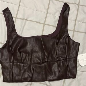 Altar'd State Dark Brown Faux Leather Crop Top